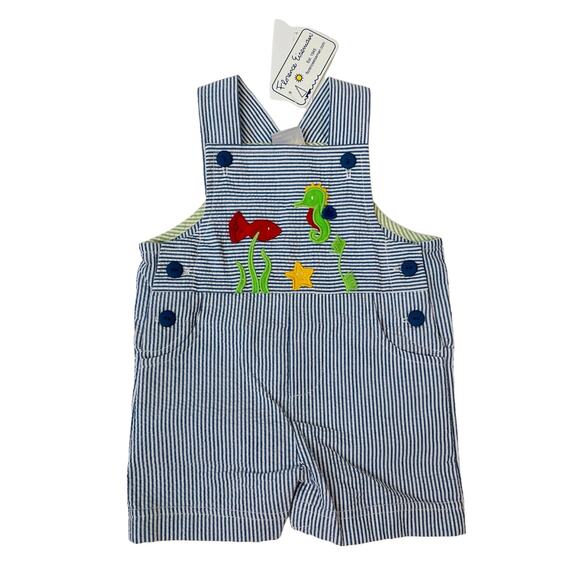 NWT Florence Eiseman 9M Seersucker Shortall with Underwater Scene - Picture 1 of 5